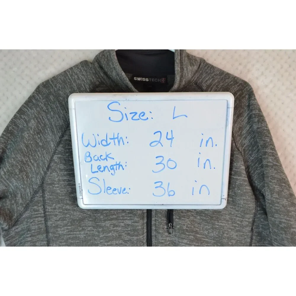 Swiss Tech Men's Large Gray Full Front Zip Fleece Jacket
